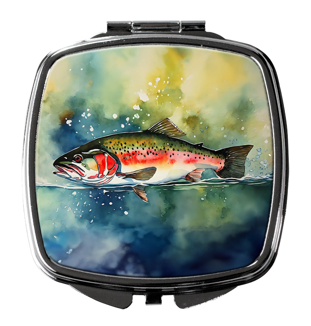 Trout Compact Mirror Decorative Travel Makeup Mirror for Women Girls Gifts Pocket Makeup Mirror Folding Handheld
