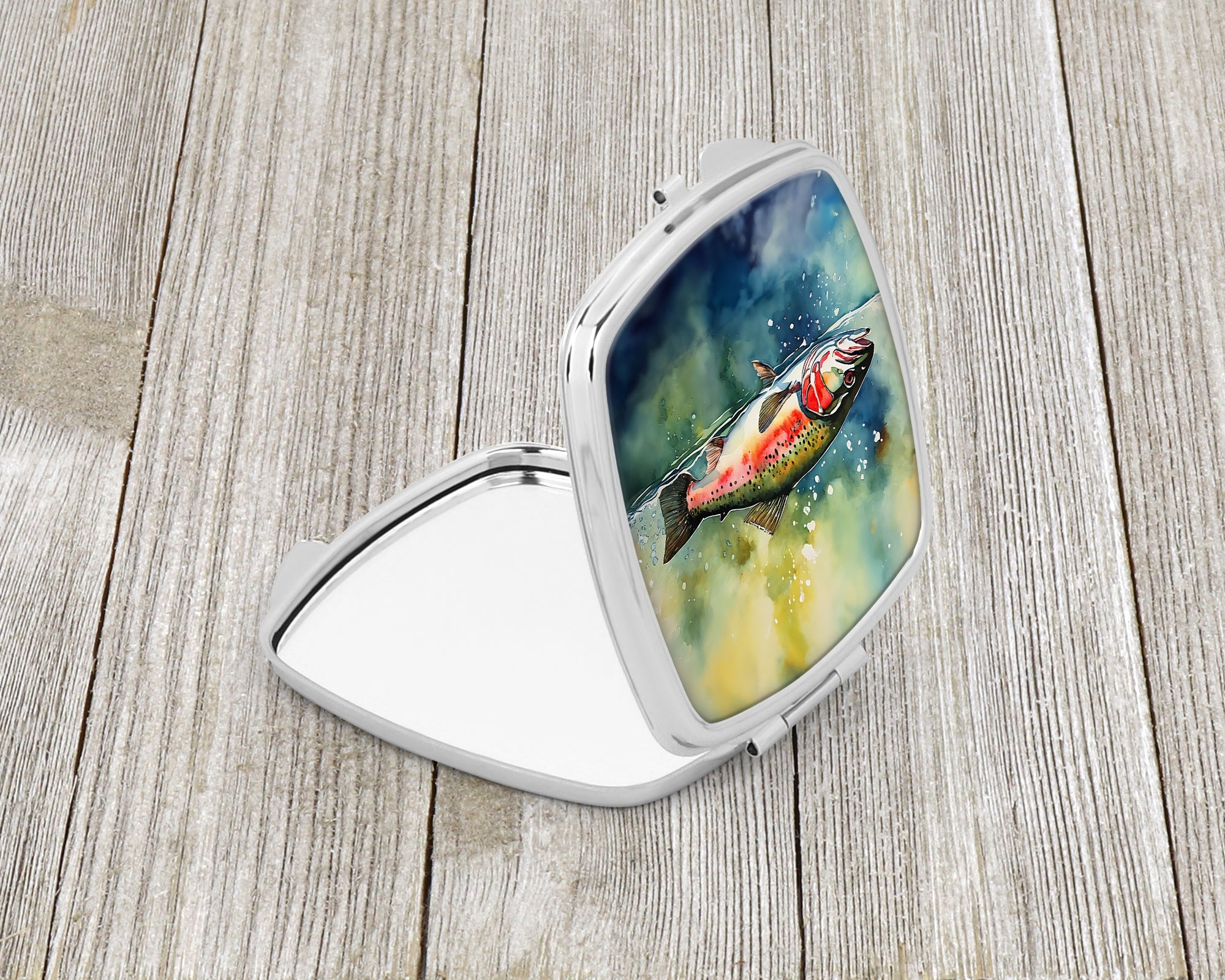 Trout Compact Mirror Decorative Travel Makeup Mirror for Women Girls Gifts Pocket Makeup Mirror Folding Handheld