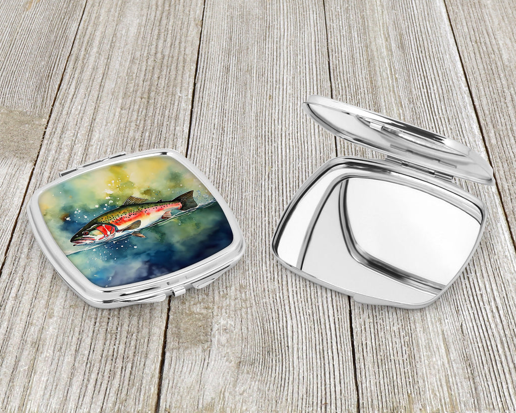 Trout Compact Mirror Decorative Travel Makeup Mirror for Women Girls Gifts Pocket Makeup Mirror Folding Handheld