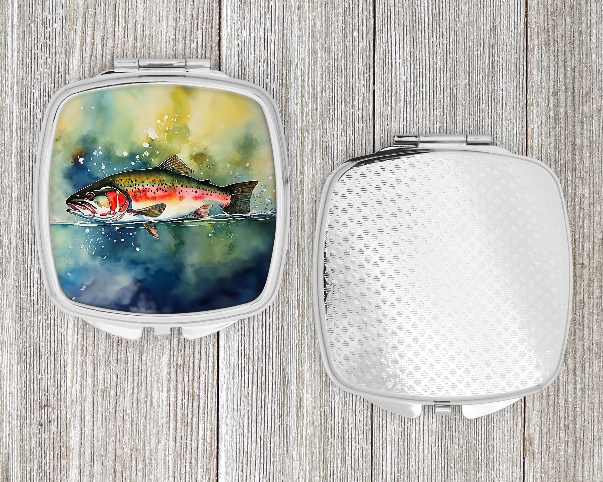 Trout Compact Mirror Decorative Travel Makeup Mirror for Women Girls Gifts Pocket Makeup Mirror Folding Handheld