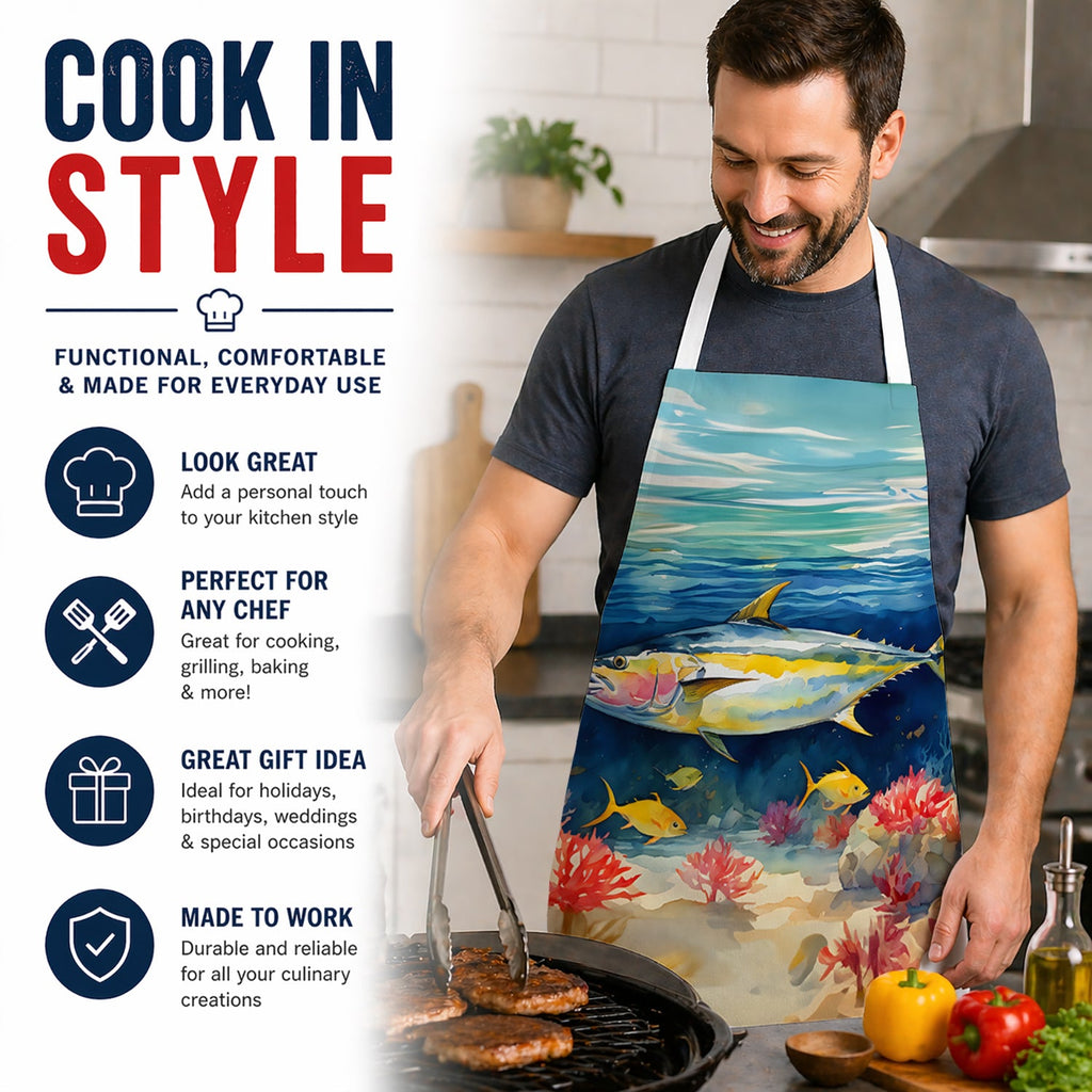 Yellowfin Tuna Apron Cooking Kitchen Server Baking Crafts Gardening for Adult Women Men, Unisex, Large, Multicolor