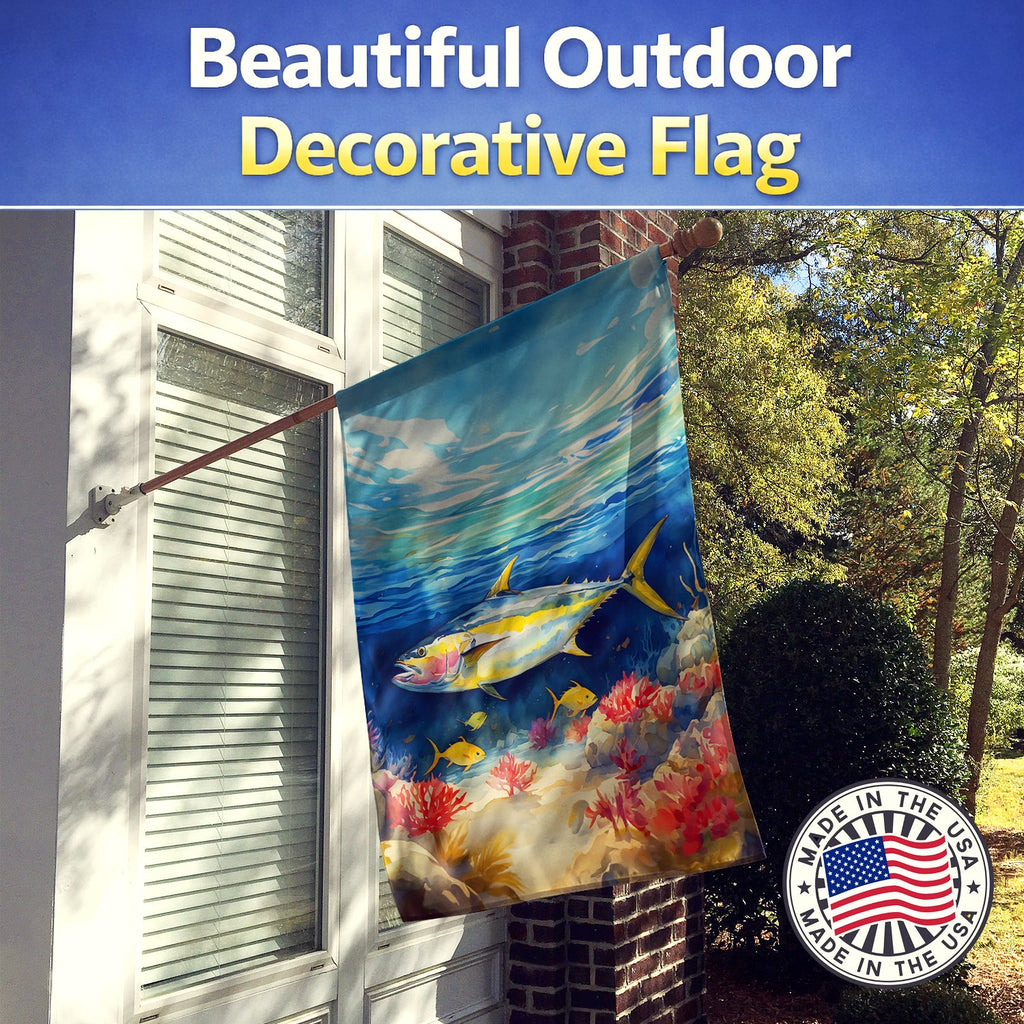 Yellowfin Tuna House Flag 28x40 Porch Sleeve Pole Decorative Outside Yard Banner Artwork Wall Hanging, Polyester