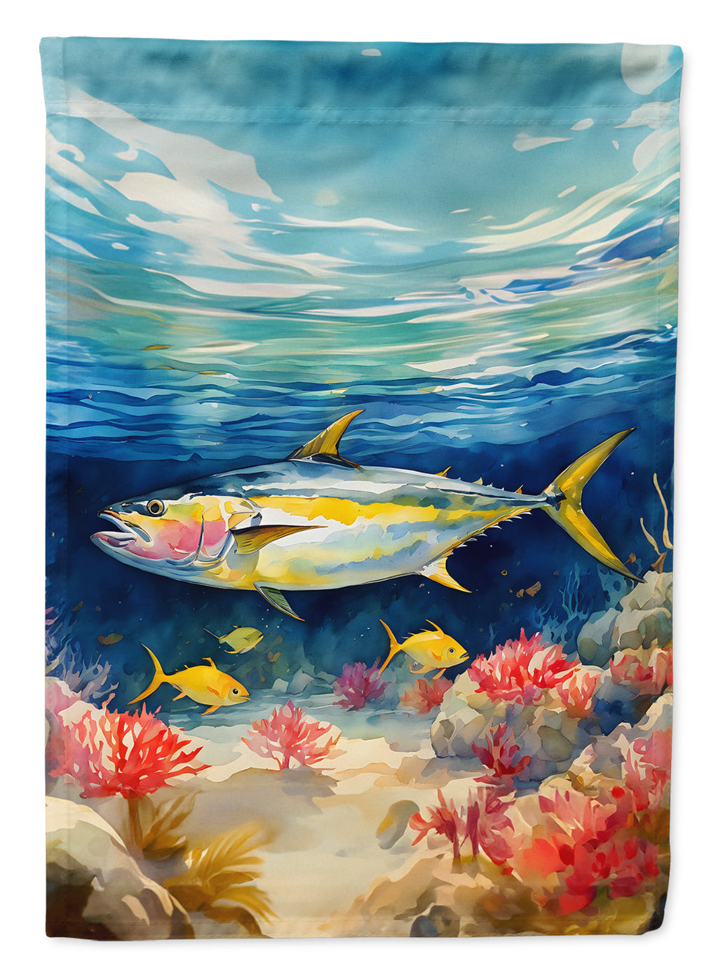 Yellowfin Tuna House Flag 28x40 Porch Sleeve Pole Decorative Outside Yard Banner Artwork Wall Hanging, Polyester