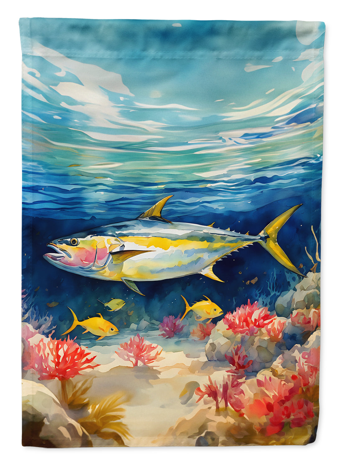 Yellowfin Tuna House Flag 28x40 Porch Sleeve Pole Decorative Outside Yard Banner Artwork Wall Hanging, Polyester