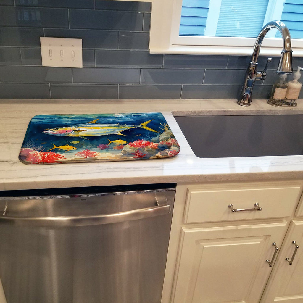 Yellowfin Tuna Dish Drying Mat Absorbent Dish Drying Mat Pad for Kitchen Counter Dish Drainer Mat for Countertop, 14 x 21", Multicolor