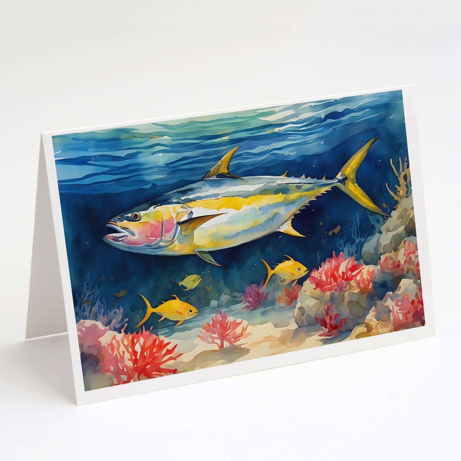 Yellowfin Tuna Greeting Cards Pack of 8 Blank Cards with Envelopes Whimsical A7 Size 5x7