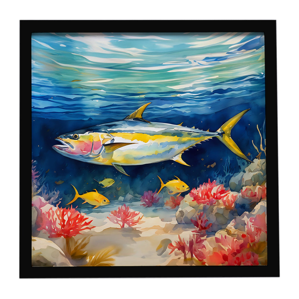Yellowfin Tuna Framed Metal Print Bathroom, Kitchen, Office, Home Decor Wall Art Ready to Hang, Square, 8X8