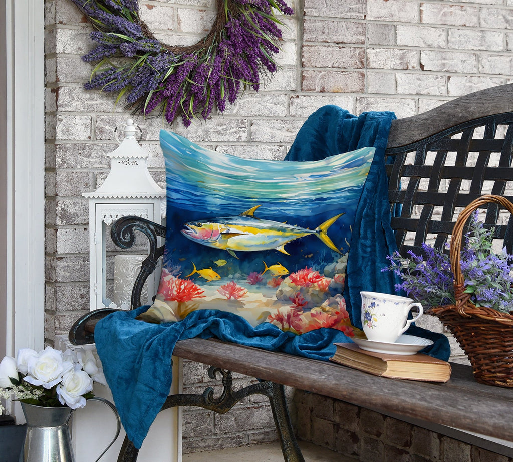 Yellowfin Tuna Decorative Throw Pillow 18x18 Indoor Outdoor Accent Cushion, Fabric Cover with Insert for Sofa, Bed, Porch & Living Room