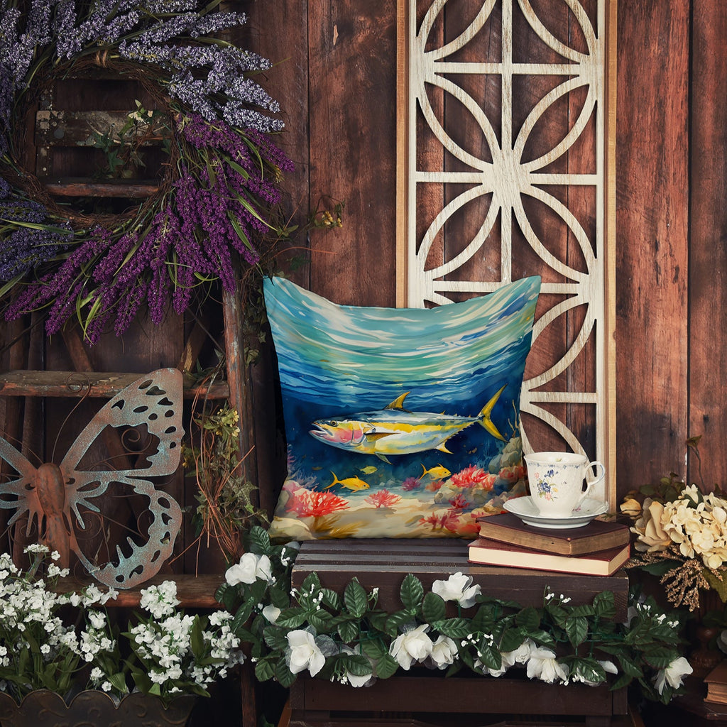 Yellowfin Tuna Decorative Throw Pillow 18x18 Indoor Outdoor Accent Cushion, Fabric Cover with Insert for Sofa, Bed, Porch & Living Room