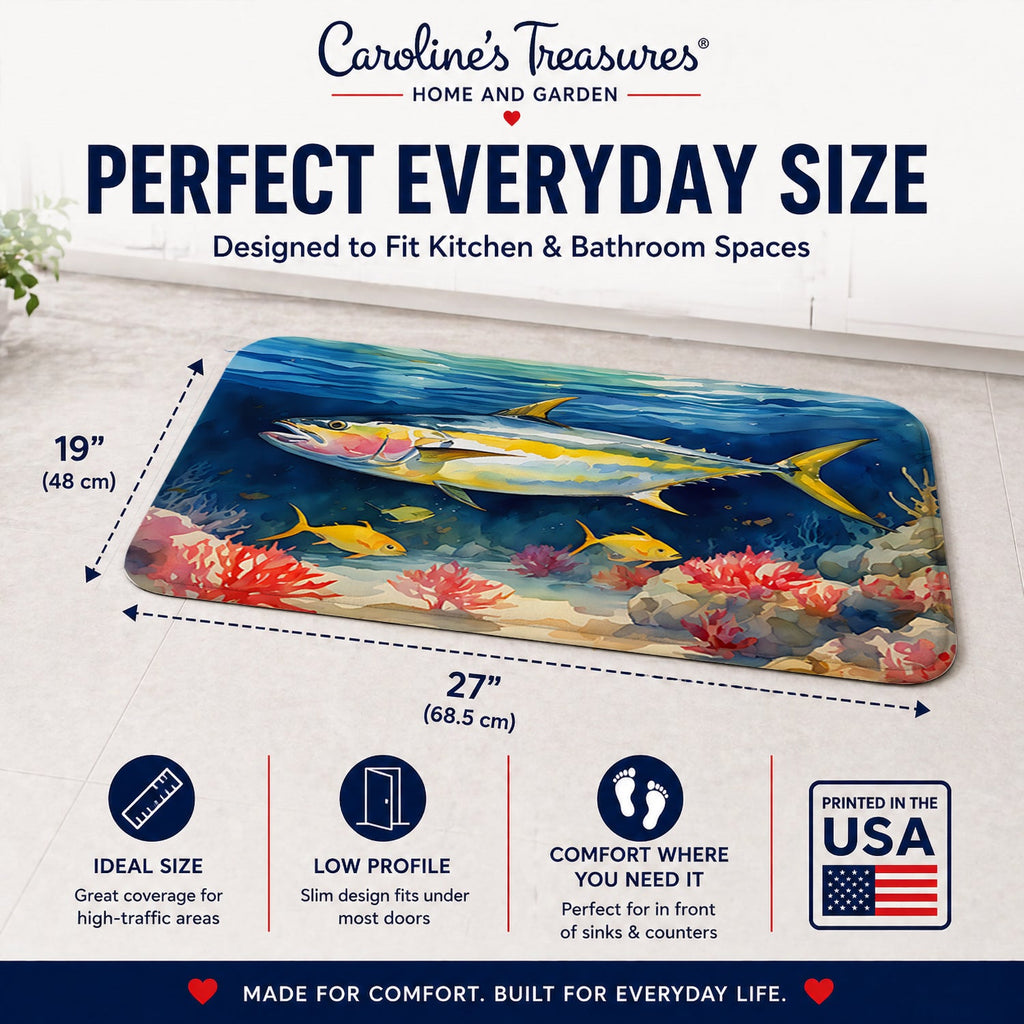 Yellowfin Tuna Memory Foam Kitchen Mat Machine Washable Anti-Fatigue Cushion Comfort Bath or Kitchen Rug