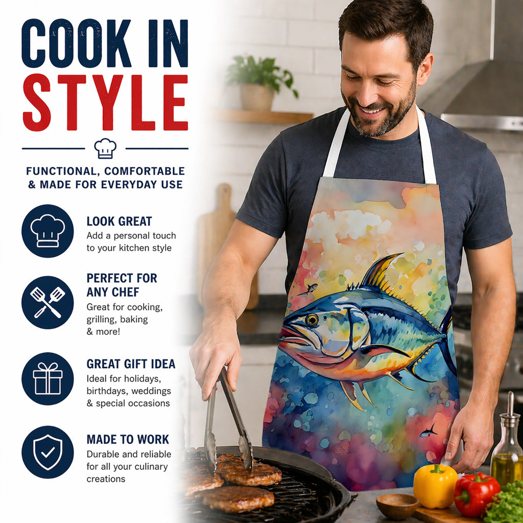 Yellowfin Tuna Apron Cooking Kitchen Server Baking Crafts Gardening for Adult Women Men, Unisex, Large, Multicolor