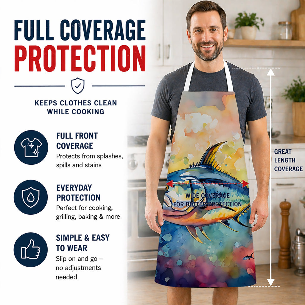 Yellowfin Tuna Apron Cooking Kitchen Server Baking Crafts Gardening for Adult Women Men, Unisex, Large, Multicolor