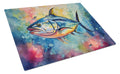 Yellowfin Tuna Cutting Board Tempered Glass Kitchen Cutting Surface, Heat Resistant Chopping, Non-Slip Feet, Food Prep & Serving