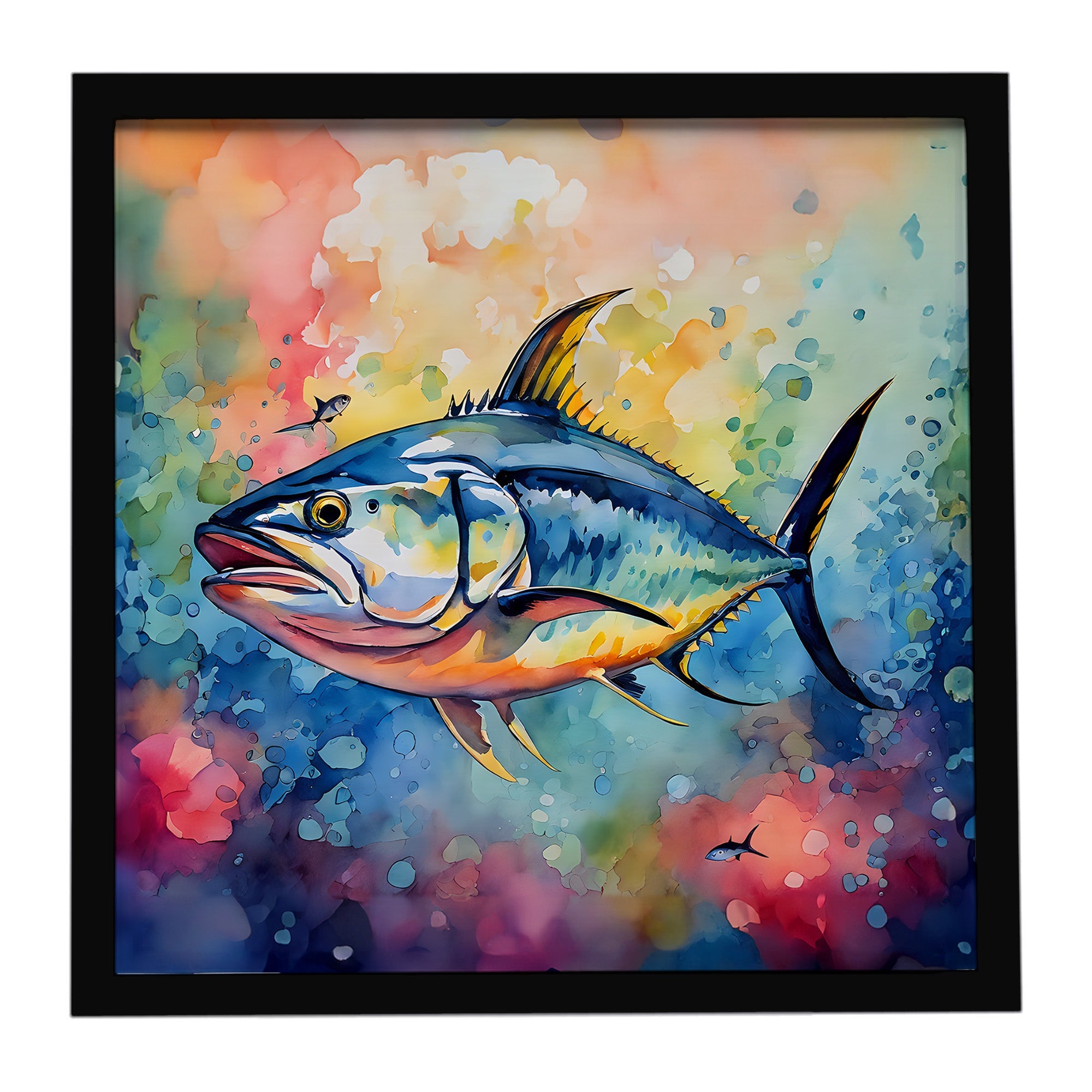 Yellowfin Tuna Framed Metal Print Bathroom, Kitchen, Office, Home Decor Wall Art Ready to Hang, Square, 8X8