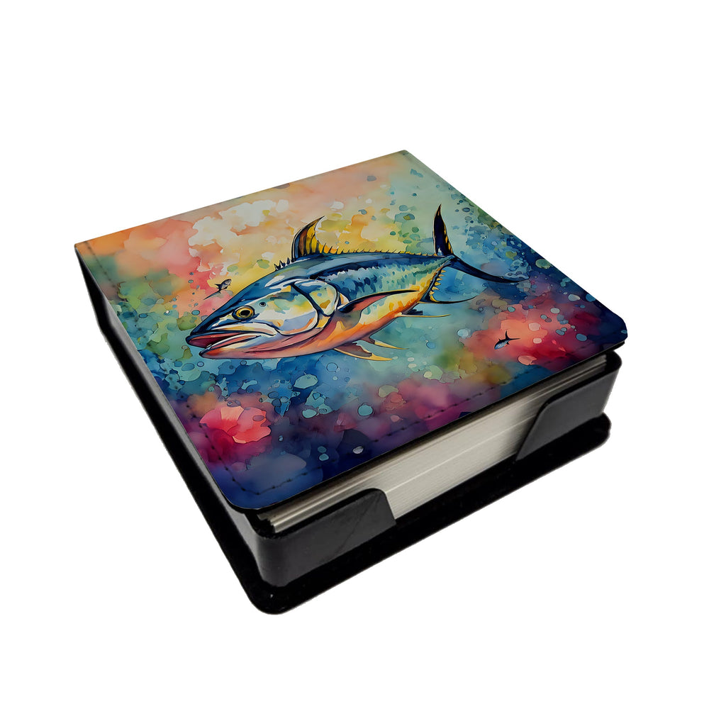 Yellowfin Tuna PU Leather Note Paper Holder with Artist-Designed Cover, Desk Accessory, Office Gift