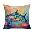 Yellowfin Tuna Decorative Throw Pillow 14x14 Indoor Outdoor Accent Cushion, Fabric Cover with Insert for Sofa, Bed, Porch & Living Room