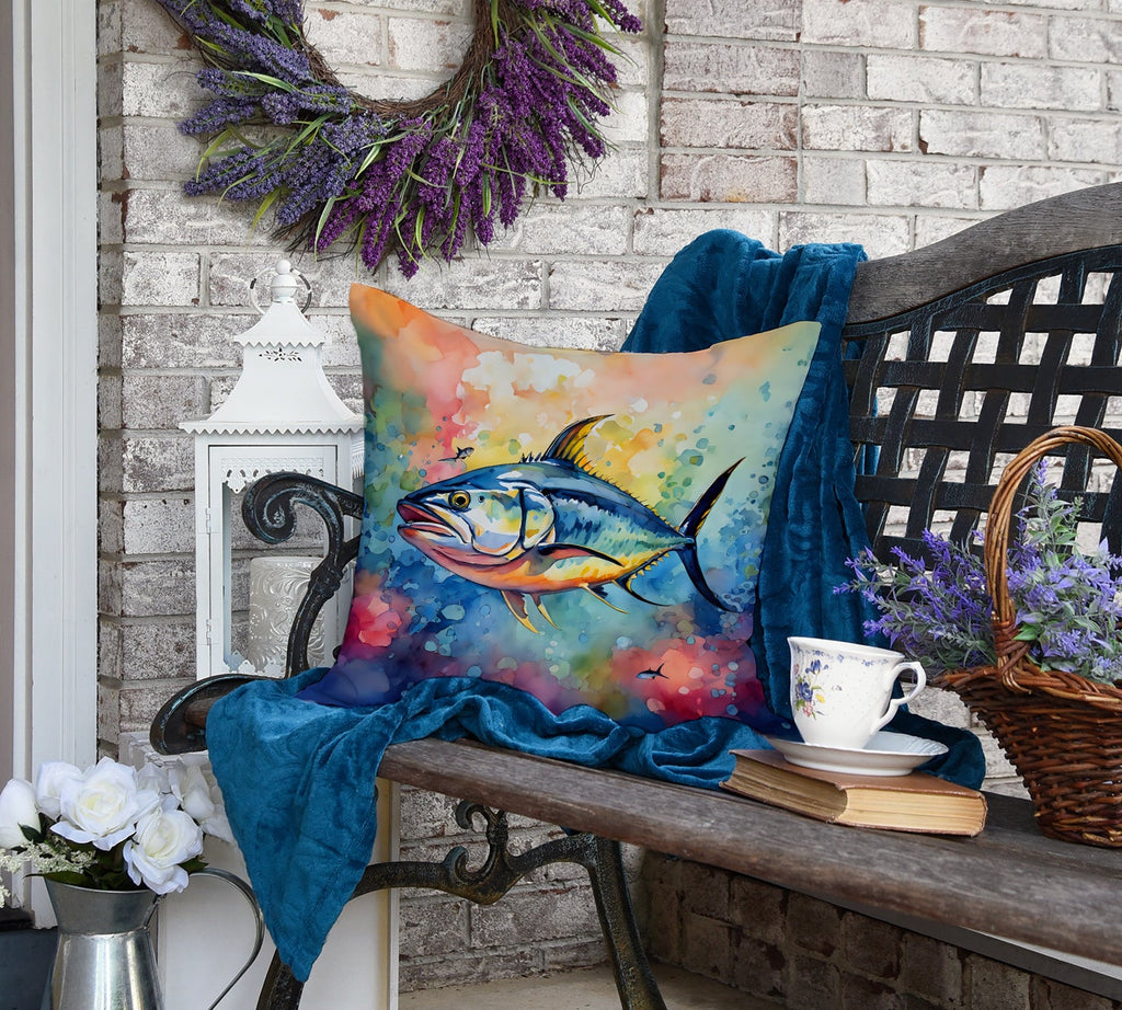 Yellowfin Tuna Decorative Throw Pillow 18x18 Indoor Outdoor Accent Cushion, Fabric Cover with Insert for Sofa, Bed, Porch & Living Room