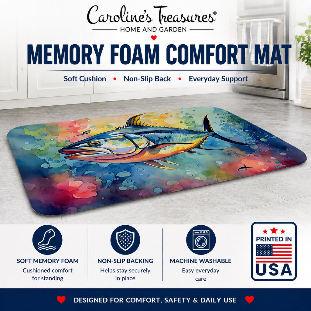 Yellowfin Tuna Memory Foam Kitchen Mat Machine Washable Anti-Fatigue Cushion Comfort Bath or Kitchen Rug