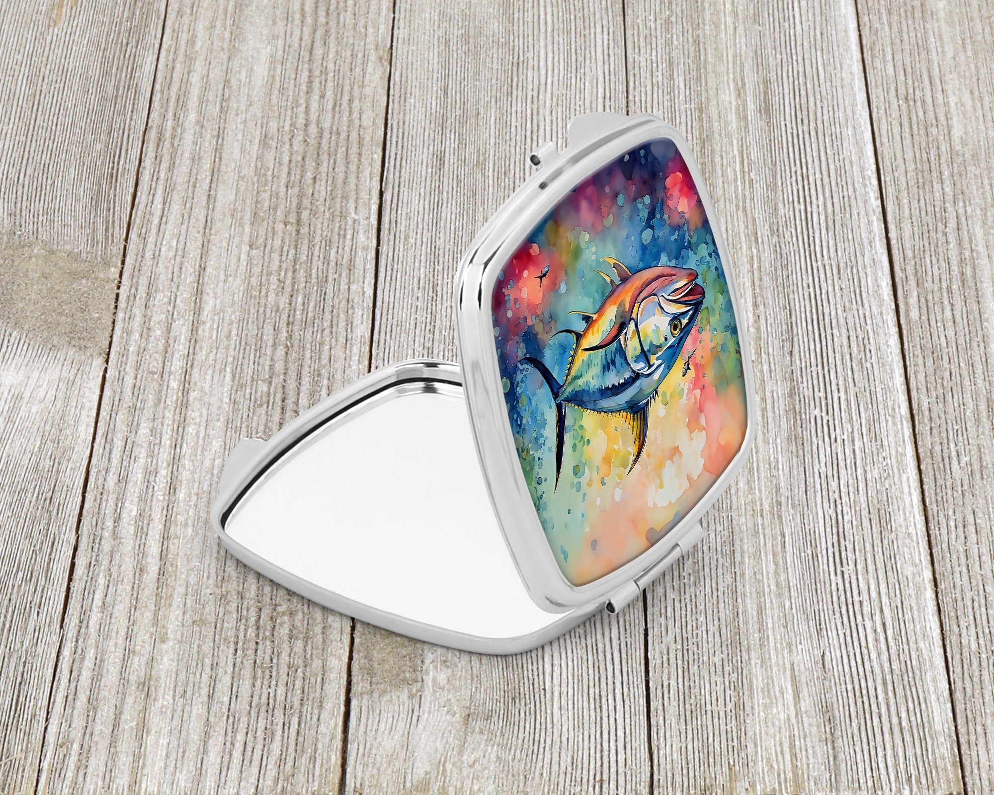 Yellowfin Tuna Compact Mirror Decorative Travel Makeup Mirror for Women Girls Gifts Pocket Makeup Mirror Folding Handheld