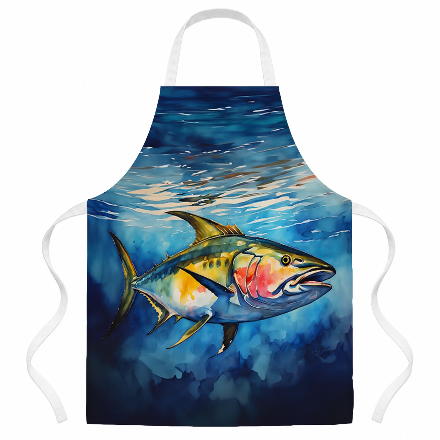 Yellowfin Tuna Apron Cooking Kitchen Server Baking Crafts Gardening for Adult Women Men, Unisex, Large, Multicolor