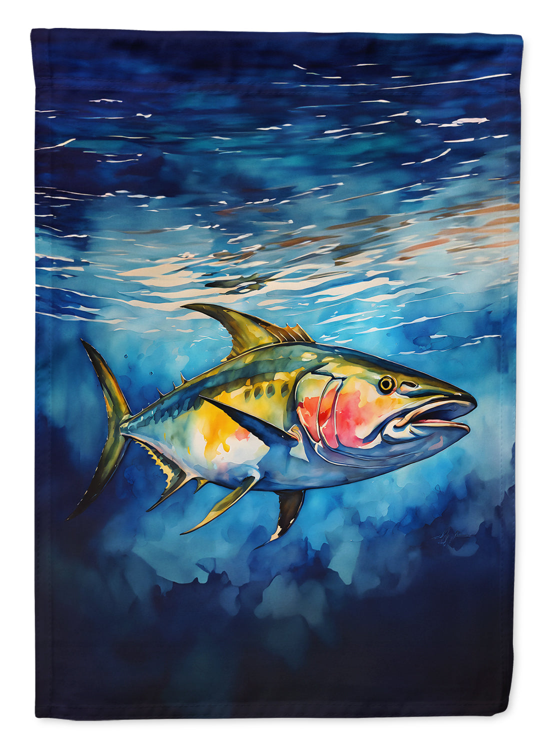 Yellowfin Tuna House Flag 28x40 Porch Sleeve Pole Decorative Outside Yard Banner Artwork Wall Hanging, Polyester