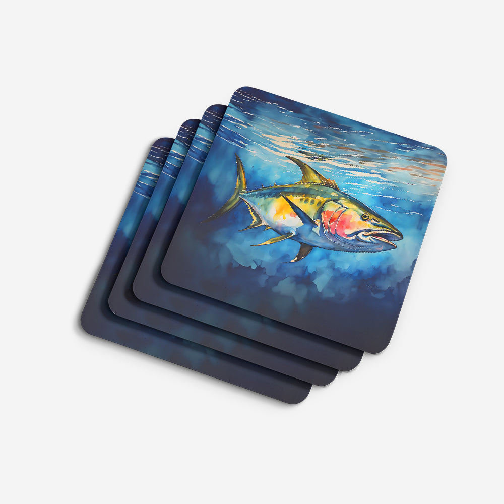 Yellowfin Tuna Foam Coasters Set of 4 Cup Coasters for Indoor Outdoor, Tabletop Protection, Anti Slip, Mouse pad Material