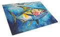Yellowfin Tuna Cutting Board Tempered Glass Kitchen Cutting Surface, Heat Resistant Chopping, Non-Slip Feet, Food Prep & Serving