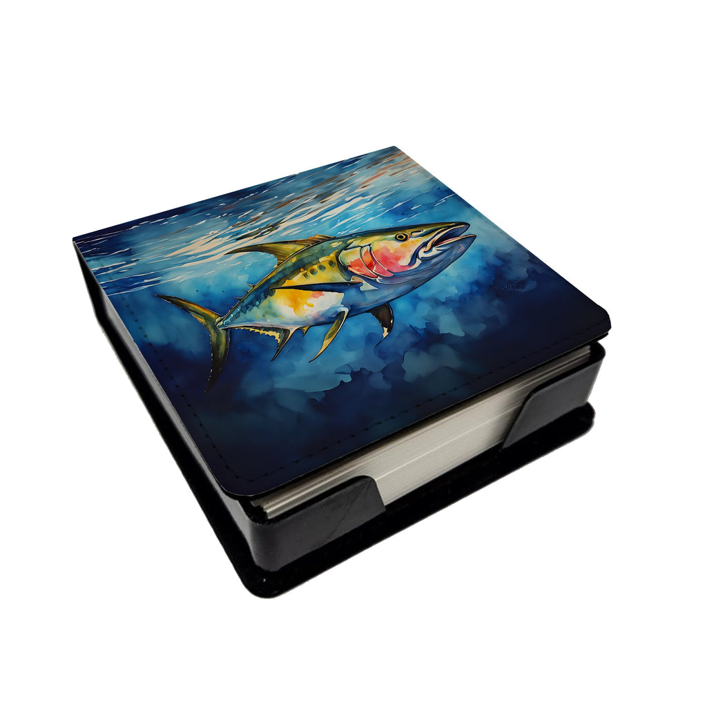Yellowfin Tuna PU Leather Note Paper Holder with Artist-Designed Cover, Desk Accessory, Office Gift