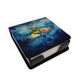 Yellowfin Tuna PU Leather Note Paper Holder with Artist-Designed Cover, Desk Accessory, Office Gift