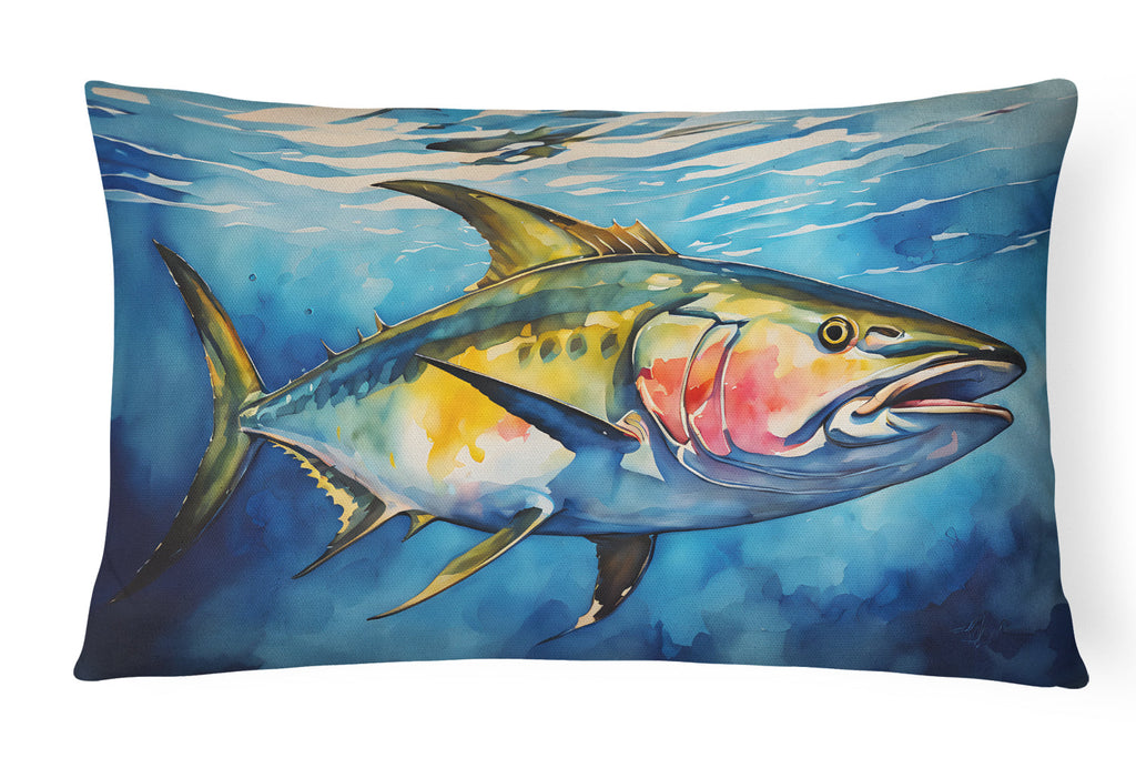 Yellowfin Tuna Decorative Throw Pillow 12x16 Indoor Outdoor Accent Cushion, Fabric Cover with Insert for Sofa, Bed, Porch & Living Room