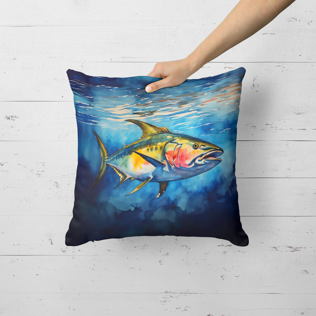 Yellowfin Tuna Decorative Throw Pillow 18x18 Indoor Outdoor Accent Cushion, Fabric Cover with Insert for Sofa, Bed, Porch & Living Room
