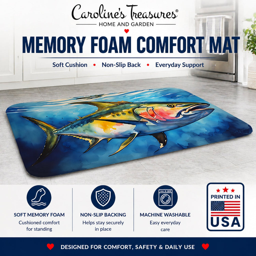 Yellowfin Tuna Memory Foam Kitchen Mat Machine Washable Anti-Fatigue Cushion Comfort Bath or Kitchen Rug