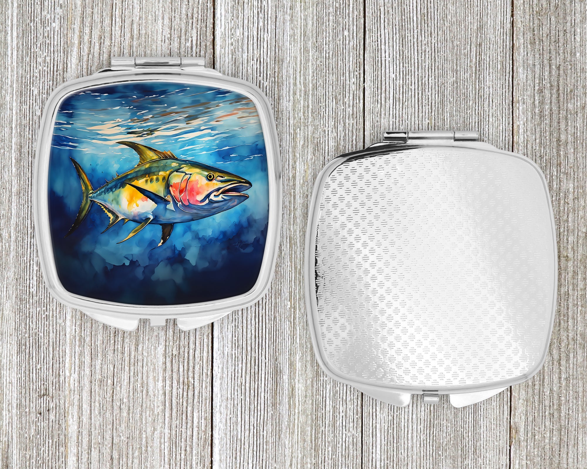 Yellowfin Tuna Compact Mirror Decorative Travel Makeup Mirror for Women Girls Gifts Pocket Makeup Mirror Folding Handheld
