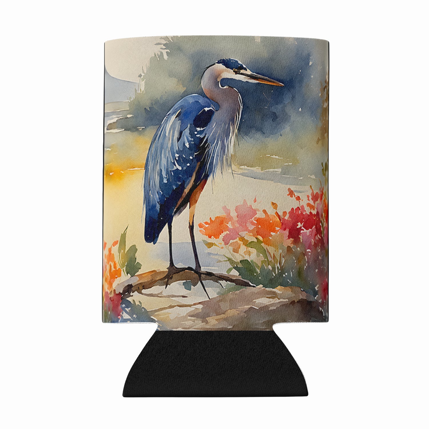 Blue Heron Can or Bottle Hugger Cooler Sleeve for Standard 12 oz Cans, Insulated Foam Beer & Soda Can Hugger Reusable