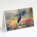 Blue Heron Greeting Cards Pack of 8 Blank Cards with Envelopes Whimsical A7 Size 5x7