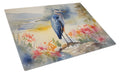 Blue Heron Cutting Board Tempered Glass Kitchen Cutting Surface, Heat Resistant Chopping, Non-Slip Feet, Food Prep & Serving