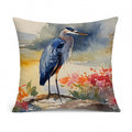 Blue Heron Decorative Throw Pillow 14x14 Indoor Outdoor Accent Cushion, Fabric Cover with Insert for Sofa, Bed, Porch & Living Room
