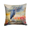 Blue Heron Decorative Throw Pillow 18x18 Indoor Outdoor Accent Cushion, Fabric Cover with Insert for Sofa, Bed, Porch & Living Room