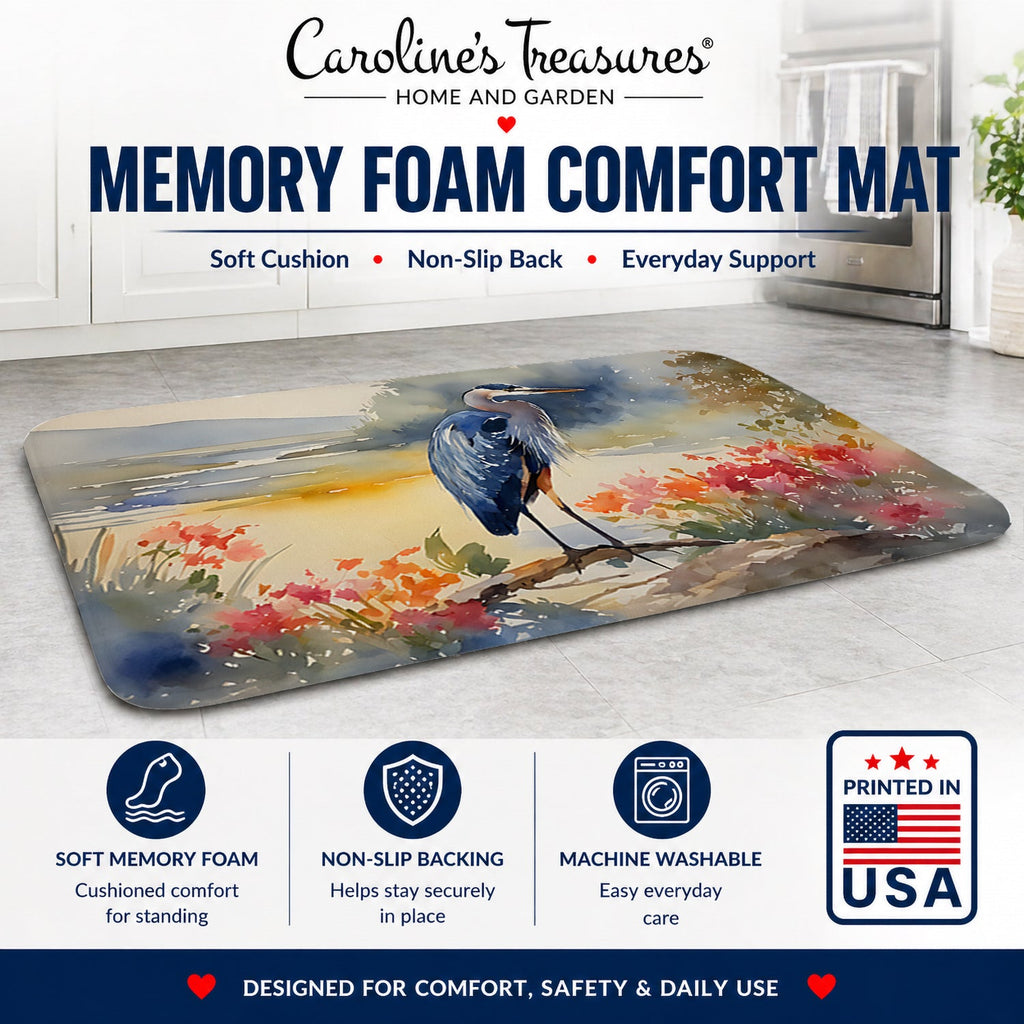 Blue Heron Memory Foam Kitchen Mat Machine Washable Anti-Fatigue Cushion Comfort Bath or Kitchen Rug