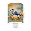 Blue Heron Ceramic Night Light Compact, UL-Certified, Ideal for Bedroom, Bathroom, Nursery, Hallway, Kitchen, 6x4x3, Multicolor