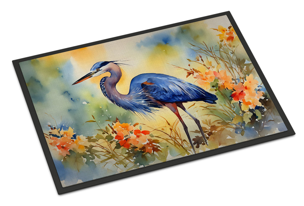 Blue Heron Doormat Indoor Outdoor 18H X 27W Front Door Mat Rugs for Entryway, Non Slip Washable
