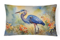 Blue Heron Decorative Throw Pillow 12x16 Indoor Outdoor Accent Cushion, Fabric Cover with Insert for Sofa, Bed, Porch & Living Room