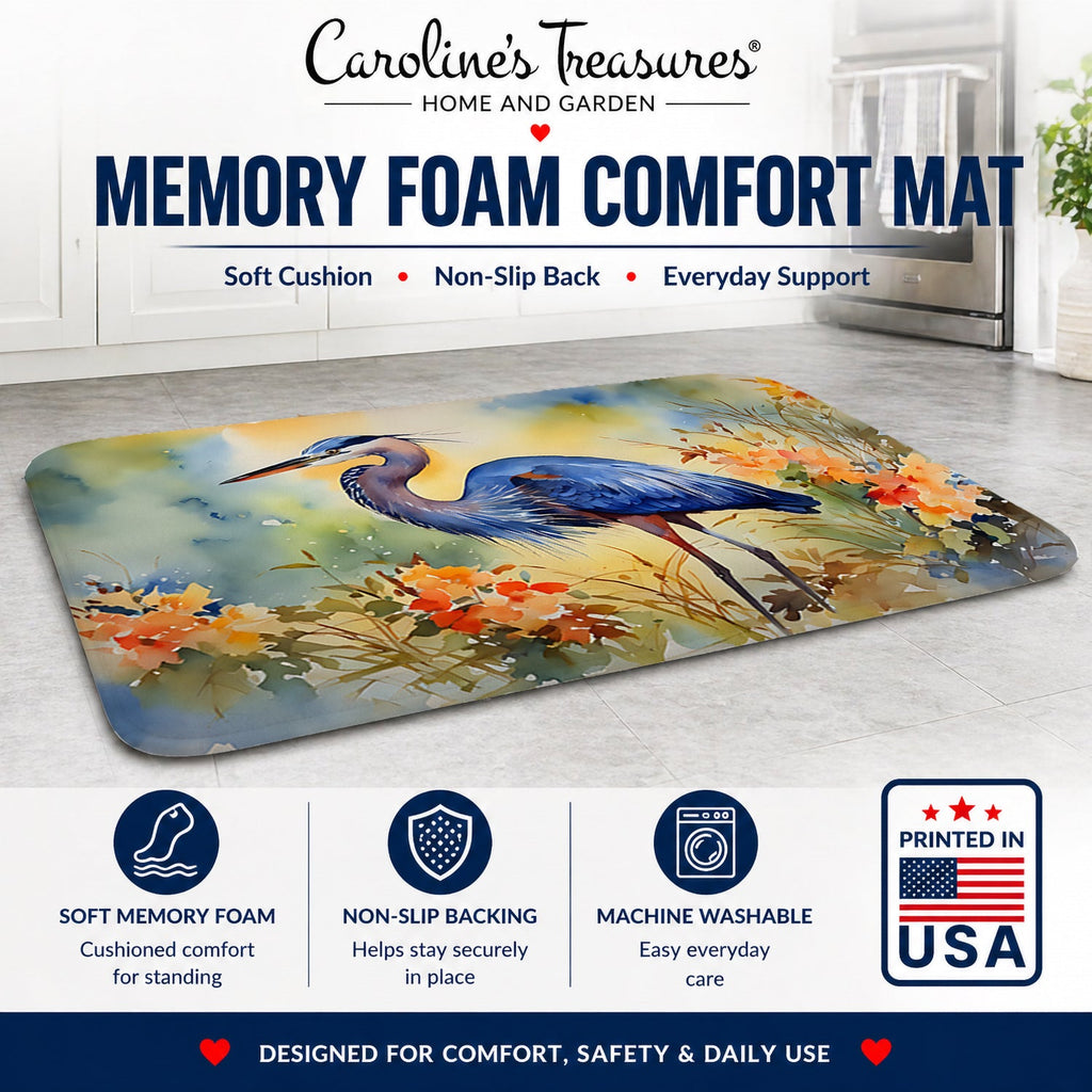 Blue Heron Memory Foam Kitchen Mat Machine Washable Anti-Fatigue Cushion Comfort Bath or Kitchen Rug