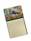 Blue Heron Watercolor Sticky Note Holder Refillable Dispenser Desk Accessory 3x3 Pad Gift
