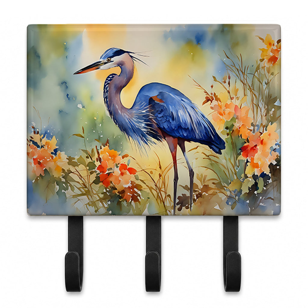 Blue Heron Leash or Key Holder Wall Hooks, Coat Rack Wall Mount, for Hanging Keys, Towels, Aprons, Leashes