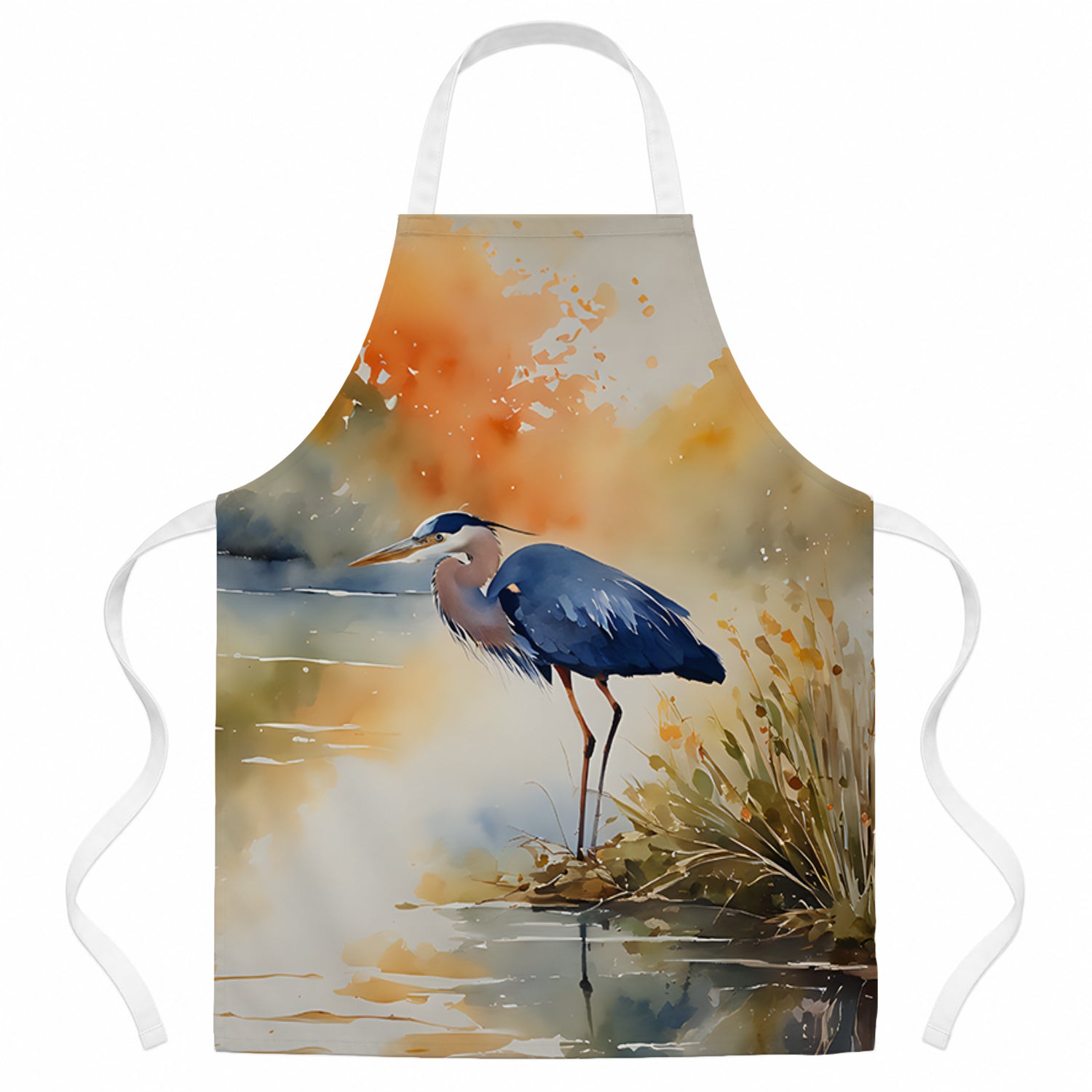 Blue Heron Apron Cooking Kitchen Server Baking Crafts Gardening for Adult Women Men, Unisex, Large, Multicolor