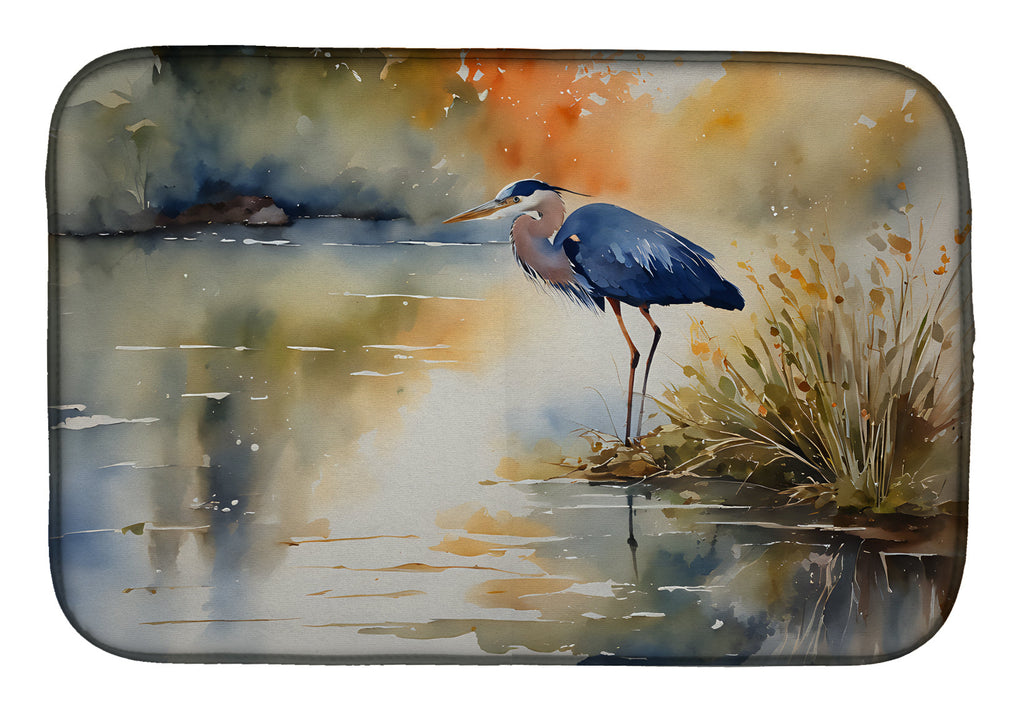 Blue Heron Dish Drying Mat Absorbent Dish Drying Mat Pad for Kitchen Counter Dish Drainer Mat for Countertop, 14 x 21", Multicolor