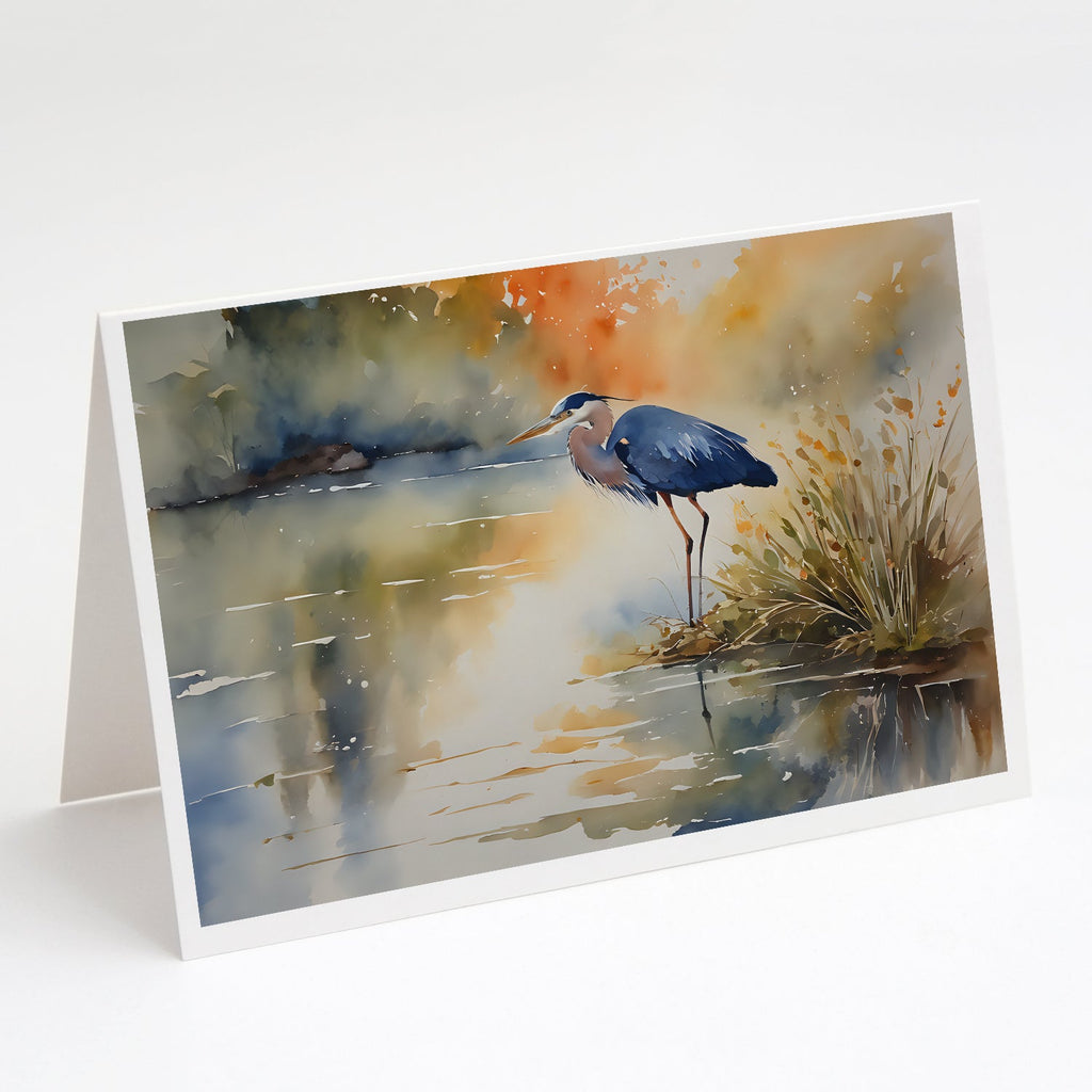 Blue Heron Greeting Cards Pack of 8 Blank Cards with Envelopes Whimsical A7 Size 5x7
