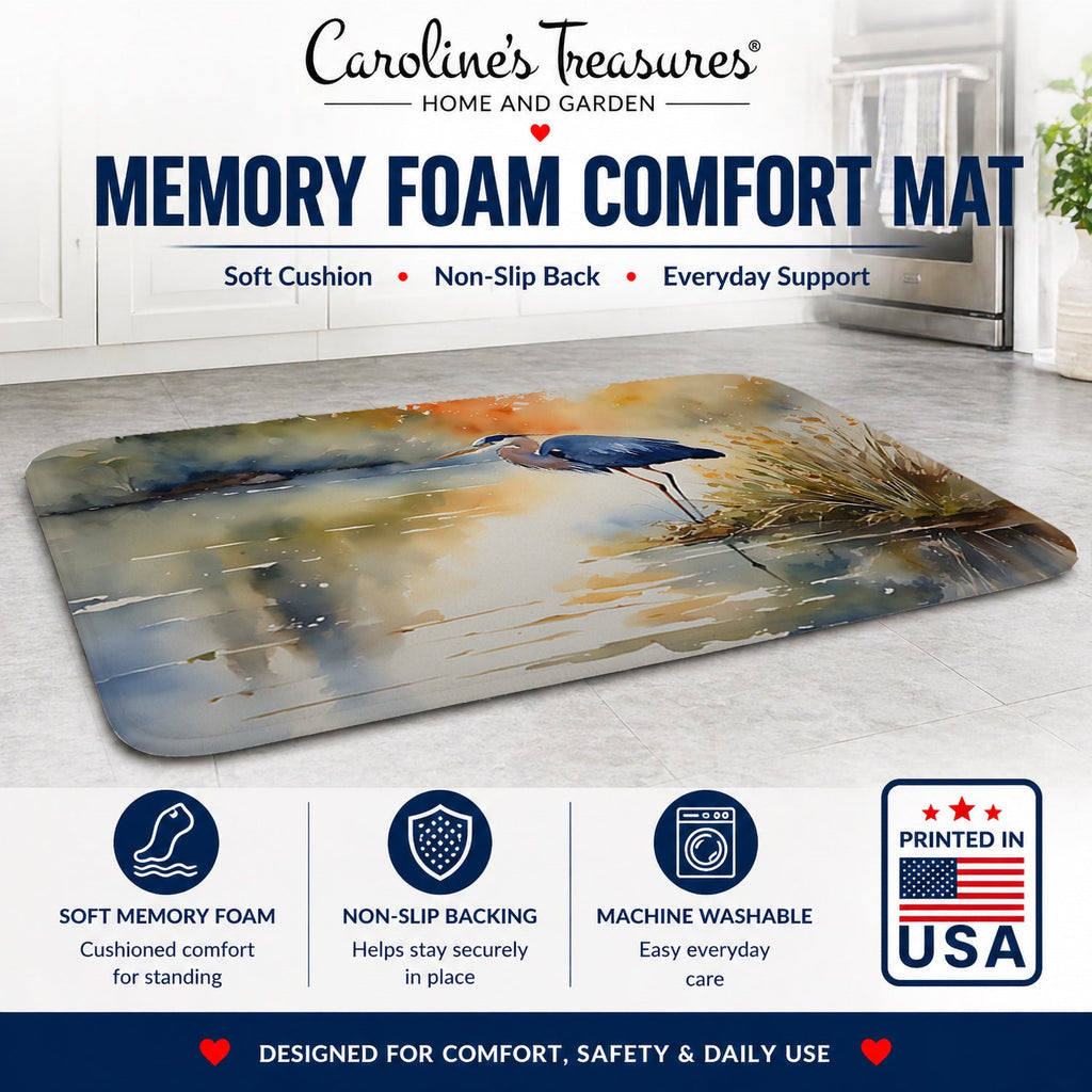 Blue Heron Memory Foam Kitchen Mat Machine Washable Anti-Fatigue Cushion Comfort Bath or Kitchen Rug