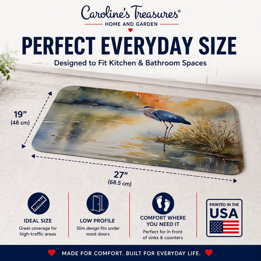 Blue Heron Memory Foam Kitchen Mat Machine Washable Anti-Fatigue Cushion Comfort Bath or Kitchen Rug